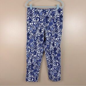Isaac Mizrahi Live Blue Paisley Floral Ankle Pants 16T Preppy Resort Cruise